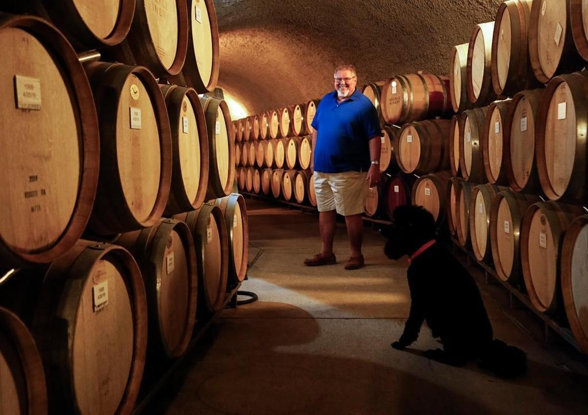 Gary Eberle poses for a picture in the wine caves at Eberle Winery in Paso Robles.