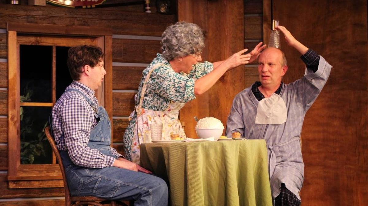 Mealtime takes a comical turn for Ellard (Toby Tropper), Betty (Suzy Newman) and Charlie (Billy Breed) in “The Foreigner” at the Great American Melodrama in Oceano.