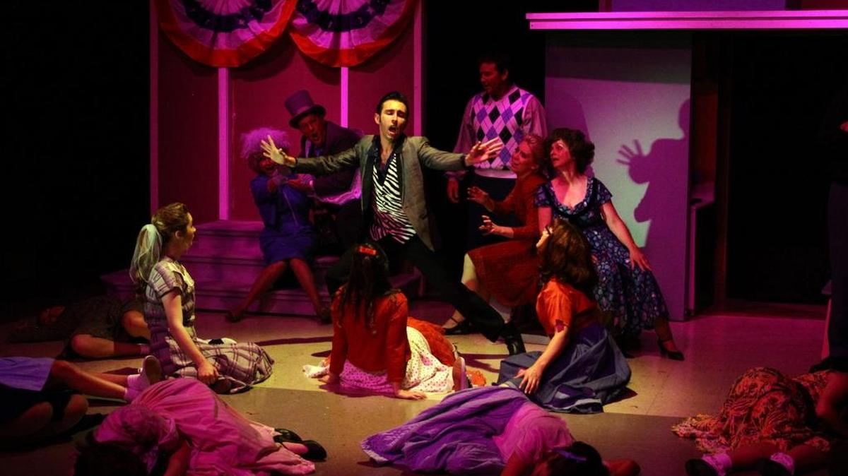 Conrad Birdie (Tony Costa) wows the crowd in “Bye Bye Birdie,” playing June 3 through July 2 at San Luis Obispo Little Theatre.