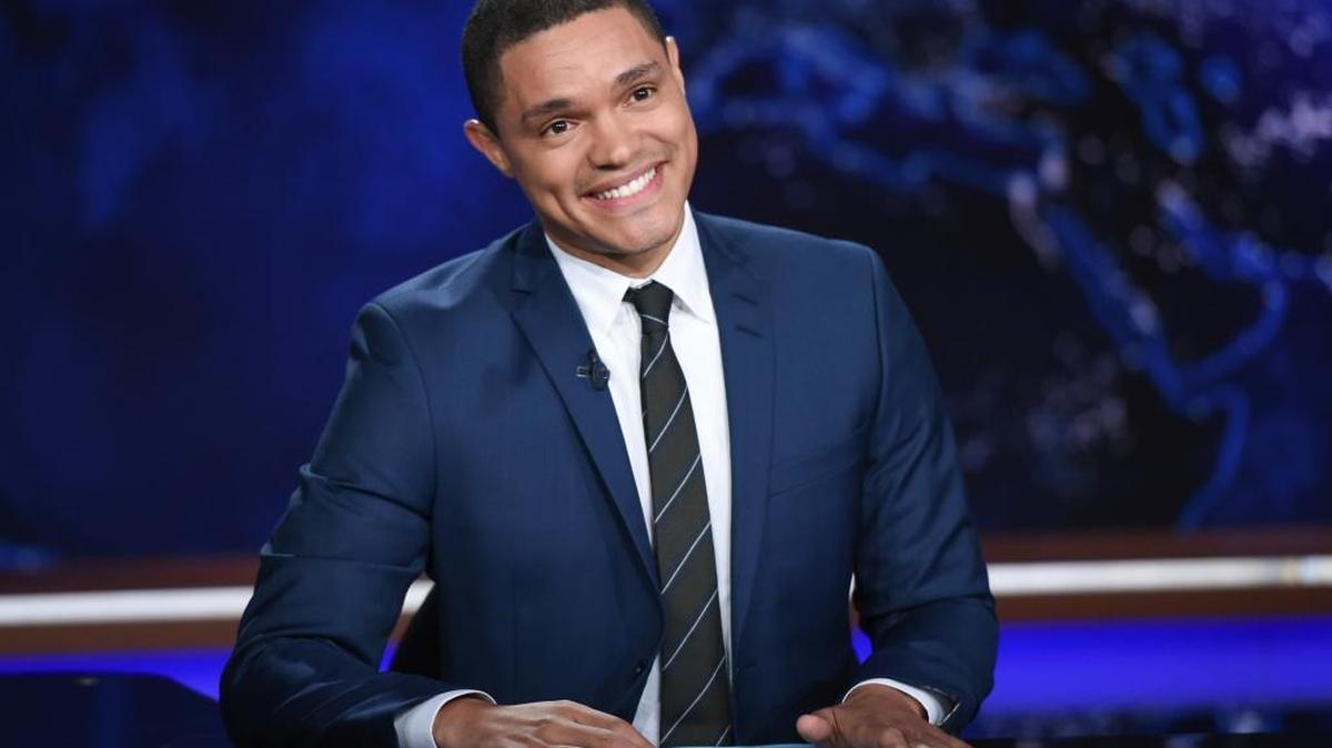Trevor Noah appears during a taping of “The Daily Show with Trevor Noah” in 2015. The South African comedian performs Saturday at Vina Robles Amphitheatre in Paso Robles.