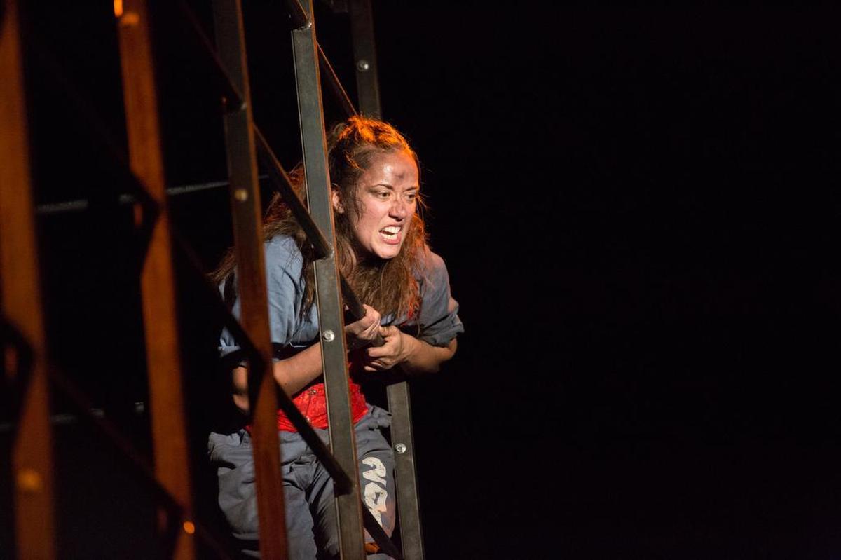 Aldonza (Allison King) appears in a scene from Cuesta College’s production of “Man of La Mancha.” The community college, which has campuses in Paso Robles and San Luis Obispo, will present the musical at the regional Kennedy Center American College Theater Festival in Mesa, Arizona, in February.