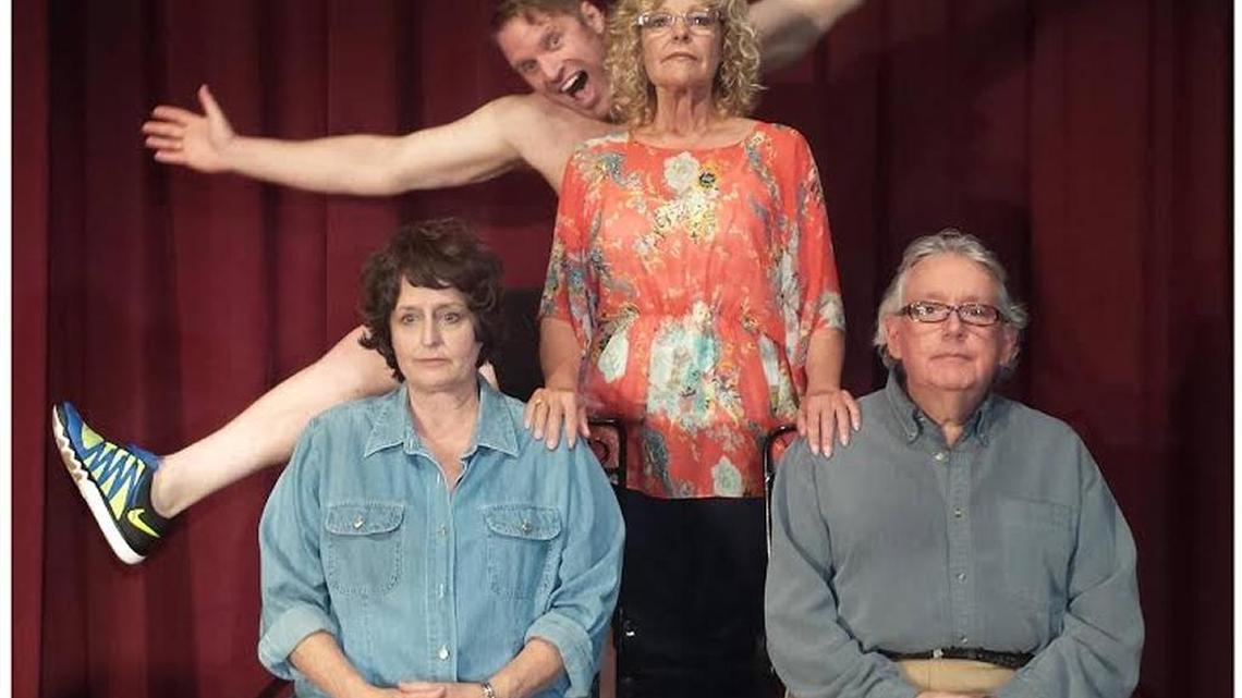 From left to right, Jill Turnbow, Wade Tillotson, Susie Fulton and Oz Barron star in ‘Vanya and Sonia and Masha and Spike’ in Cambria through Nov. 8.
