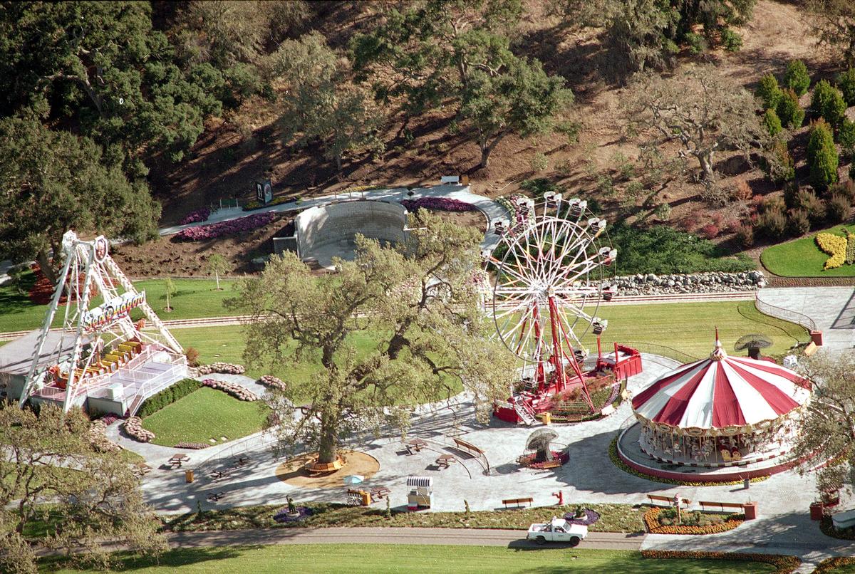 This aerial view shows Michael Jackson's Neverland Ranch in the Santa Ynez Valley near Los Olivos, California, in 1993.  The 2,700-acre property is now known as Sycamore Valley Ranch.
