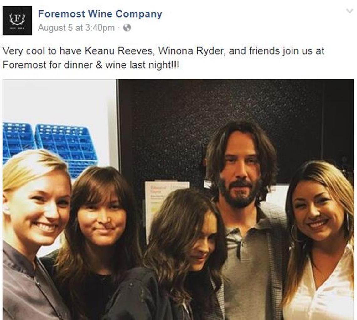 Actors Keanu Reeves and Winona Ryder were at Foremost in San Luis Obispo on Friday, Aug. 4, 2017.