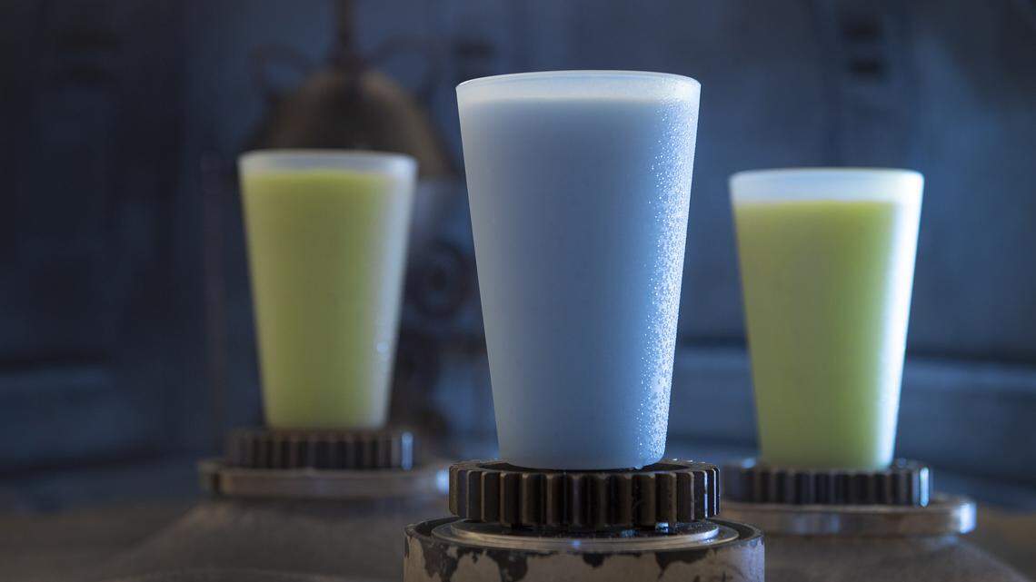 Blue Milk and Green Milk can be found in the Black Spire Outpost market inside Star Wars: Galaxy’s Edge at Disneyland.