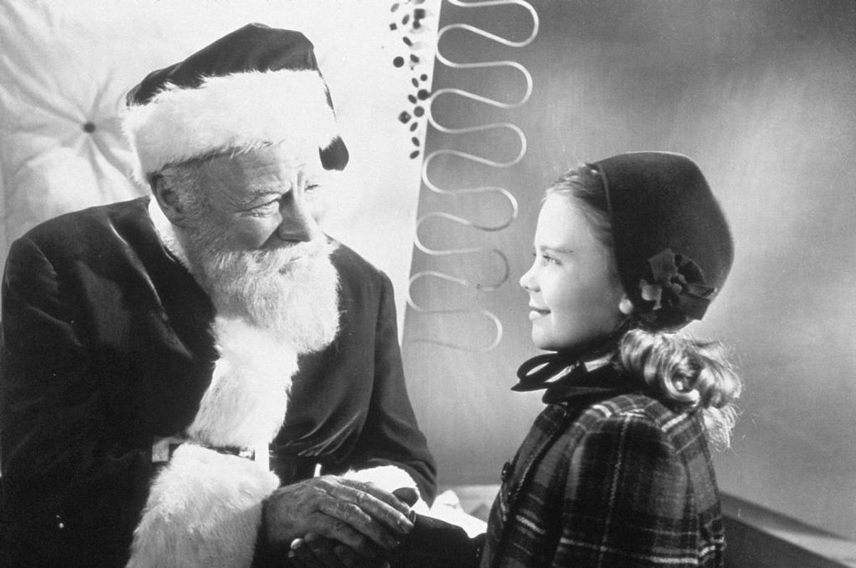 Kris Kringle (Edmund Gwenn) chats with Susan (Natalie Wood) in a scene from 1947’s “Miracle on 34th Street.” A radio play based on the movie will be performed Dec. 5 at the Monarch Club in Nipomo.