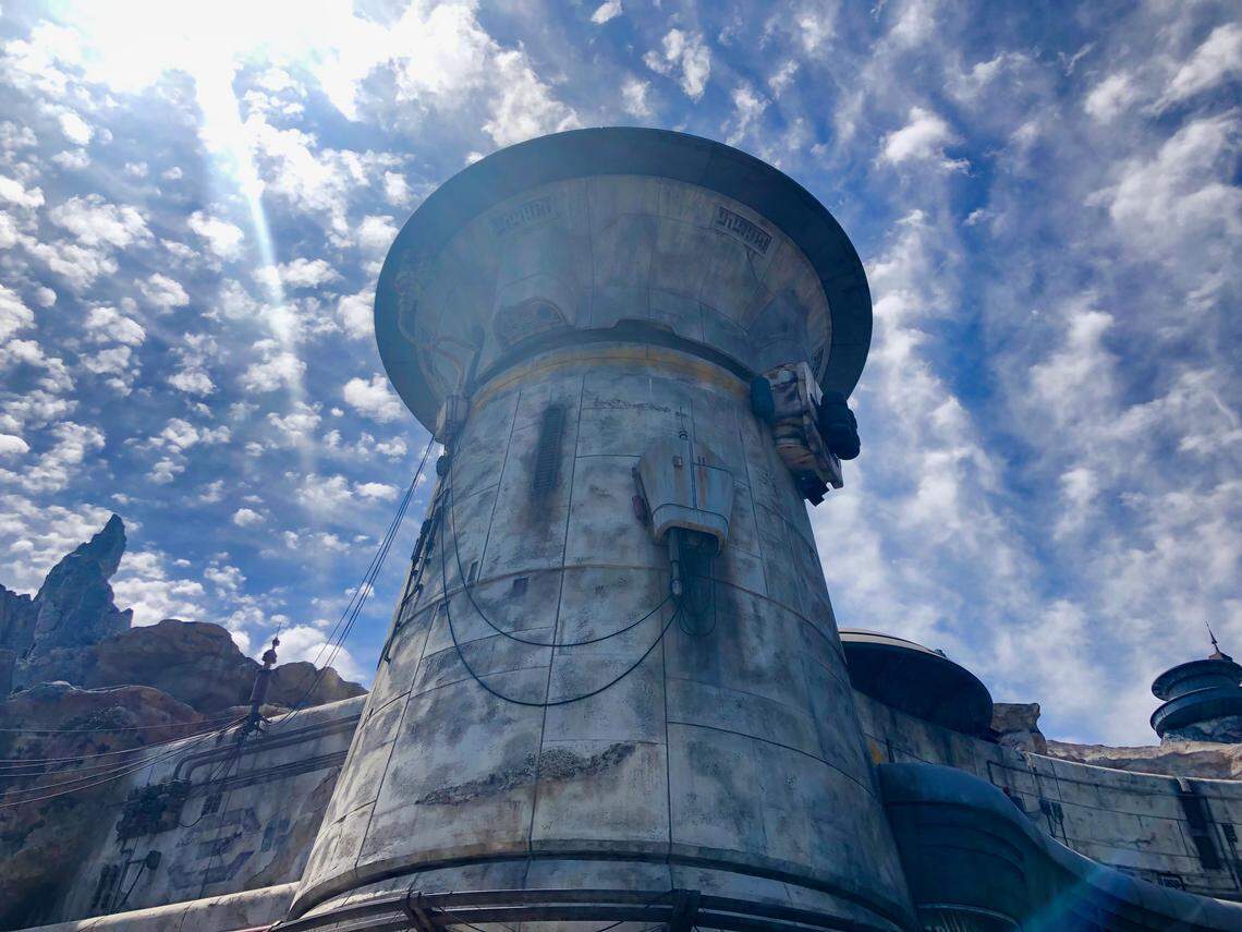 Disneyland’s Star Wars: Galaxy’s Edge is set in the fictional planet of Batuu, at a remote outpost called Black Spire. Much of the architecture throughout the land features the familiar domes and spires so prominent in the “Star Wars” movies. The new “Star Wars”-themed land opens Friday in Anaheim, California.