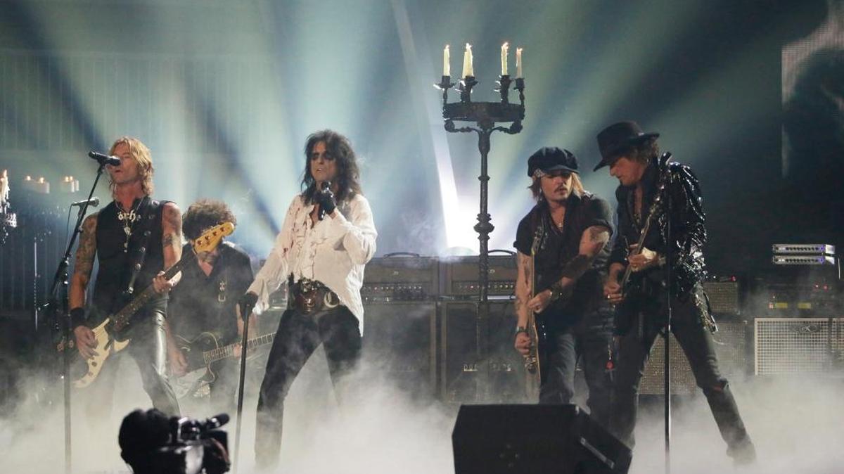 Alice Cooper performs with the Hollywood Vampires at the 58th Annual Grammy Awards Feb. 15 at Staples Center in Los Angeles.