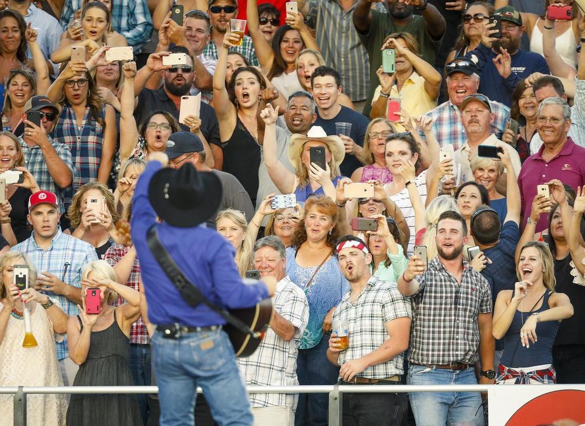 A sold-out crowd goes wild for country music superstar Garth Brooks during the first of two concerts on July 27, 2017, at the California Mid-State Fair in Paso Robles.