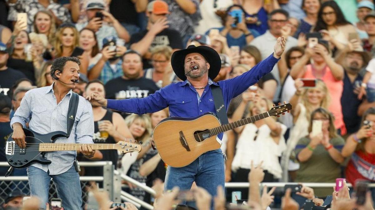 Garth Brooks performs during his first concert on July 27 at the California Mid-State Fair in Paso Robles.