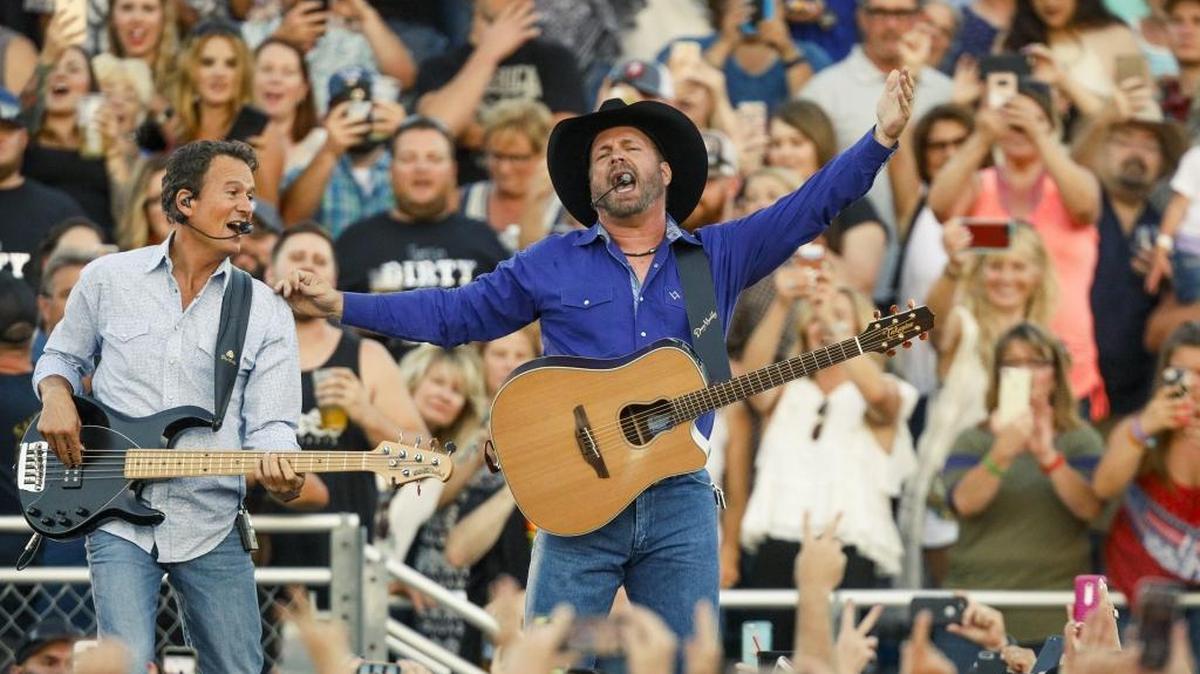 Garth Brooks performs during the first of two sold-out concerts at the California Mid-State Fair in Paso Robles on July 27, 2017.