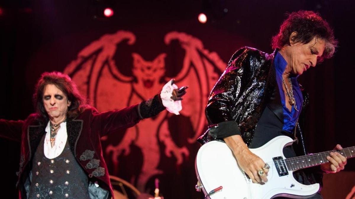 Alice Cooper and Joe Perry perform with Hollywood Vampires at the California Mid-State Fair in 2016.