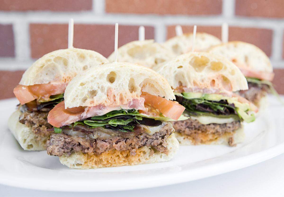 The Benny Burger, Baja Burger, and Black and Blue Burger sliders at Taste in San Luis Obispo.