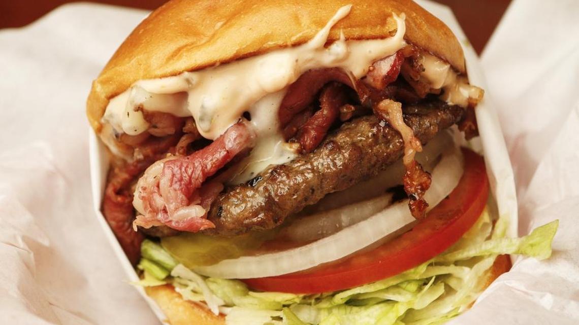 The pastrami cheeseburger is one of 15 burger options at Old Village Grill in Arroyo Grande.