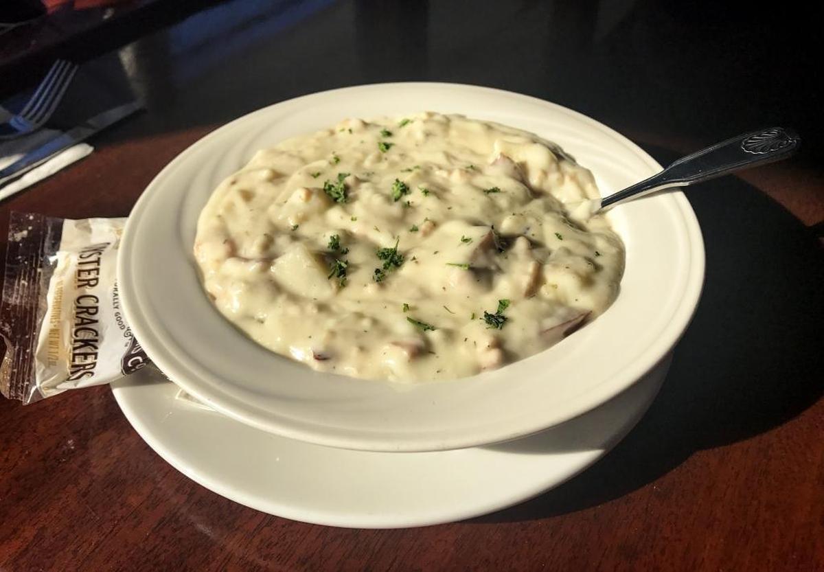 Freshly shucked clams elevate the clam chowder at Rose’s Bar and Grill in Morro Bay to another level.