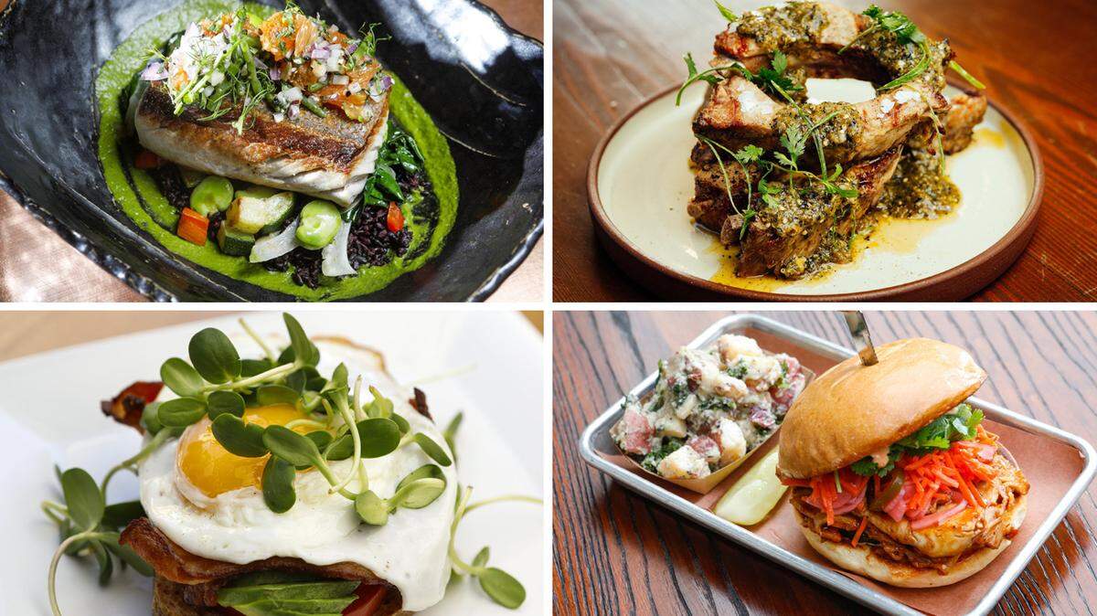 Favorite food finds in 2018 included dishes from, clockwise from top left, Blue Heron in Los Osos, Cass House Grill in Cayucos, Jeffry’s Wine Country BBQ in Paso Robles and Mint + Craft in San Luis Obispo.