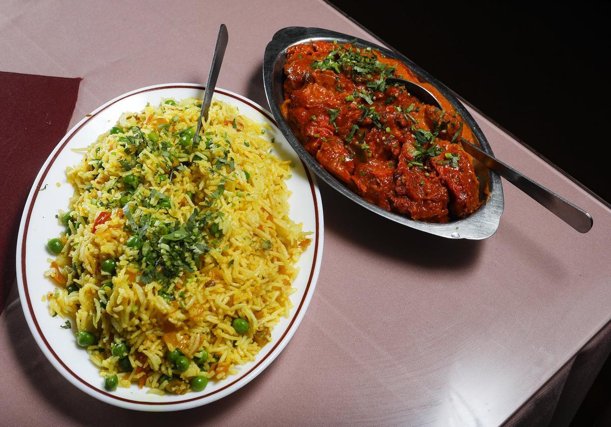Rice pilau and butter chicken are among the menu items at Taj Palace in San Luis Obispo.