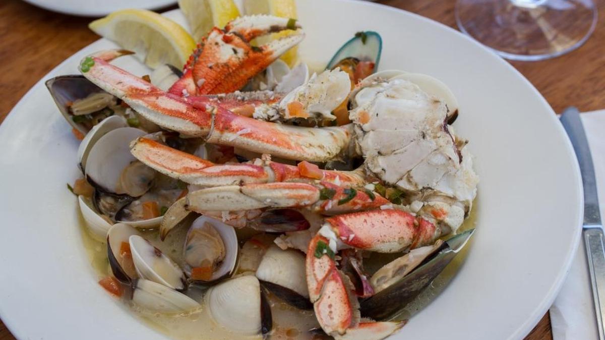 Jam-packed with clams, mussels, crab claws, scallops and shrimp, the hearty steamers bowl at Bayside Café in Morro Bay is big enough to share.