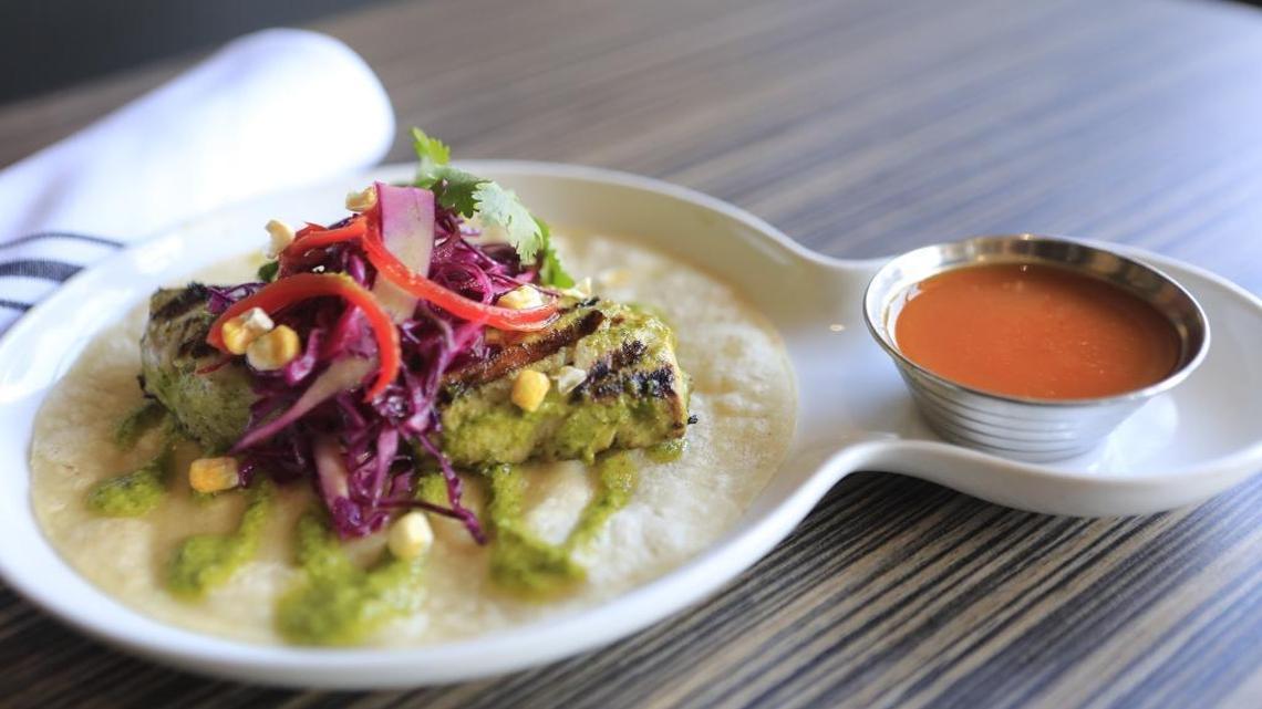 Locally sourced fish is featured in a taco at Vegetable Butcher in San Luis Obispo.