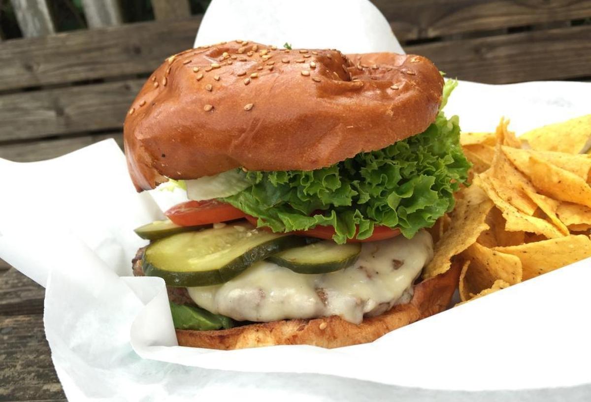 The grass-fed charbroiled burger at Cafe in Cambria.