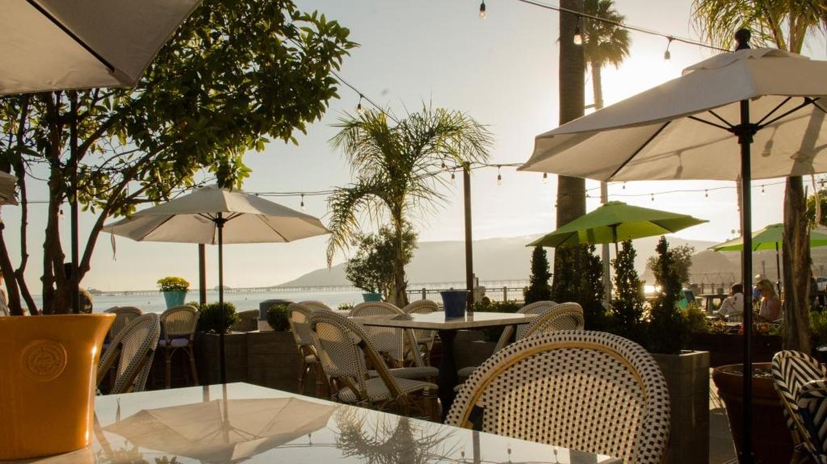 Blue Moon Over Avila wine bar and French bistro in Avila Beach offers patio seating with views of the ocean.