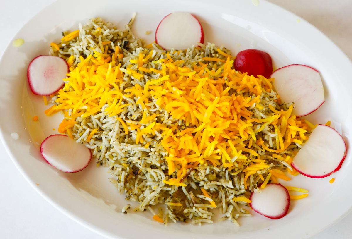 Sabzi polo, a basmati rice dish mixed with fresh herbs is among the menu options at DarWish Cuisine, a new Persian restaurant in Grover Beach.