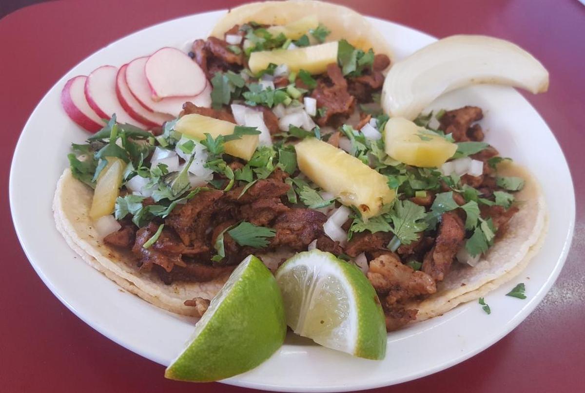 Traditional al pastor tacos are a favorite at Los Robles Café in Paso Robles.