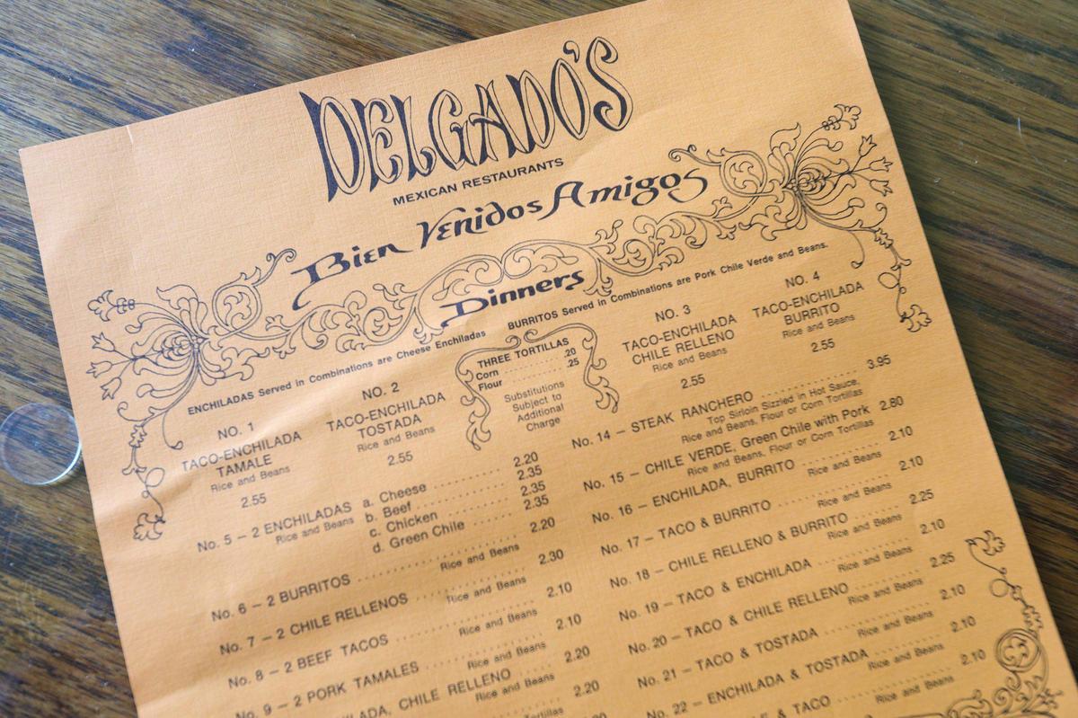 An early menu from the 1970s shows that most dinner entrees at Pepe Delgado’s Mexican Restaurant in San Luis Obispo cost around $2. The restaurant is for sale after 49 years.