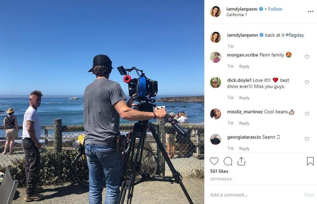 Actor Sean Penn stops by the Piedras Blancas elephant seal viewing area off Highway 1 north San Simeon in this photo, shared by his daughter, Dylan Penn, on Instagram on Sept. 6, 2019. The actor was filming footage for his upcoming movie “Flag Day.”