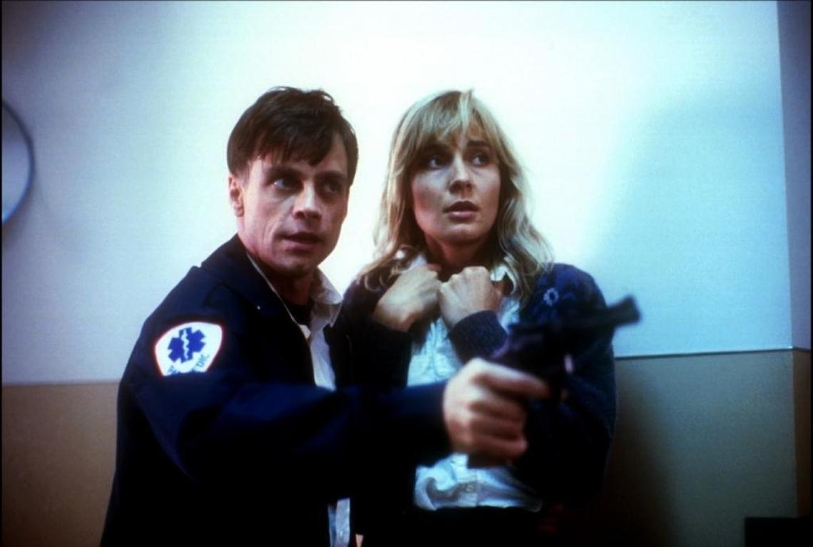 Psychotic killer Justin McKay (Mark Hamill) takes Lara (Savina Gersak) captive in “Midnight Ride,” filmed in Grover Beach, Morro Bay, Pismo Beach and San Luis Obispo.