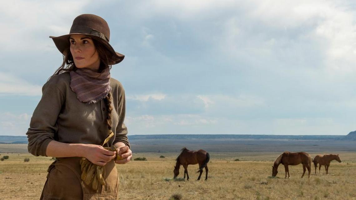 Michelle Dockery stars as rugged frontierswoman Alice Fletcher in Netflix’s “Godless.” The show includes several references to Atascadero.