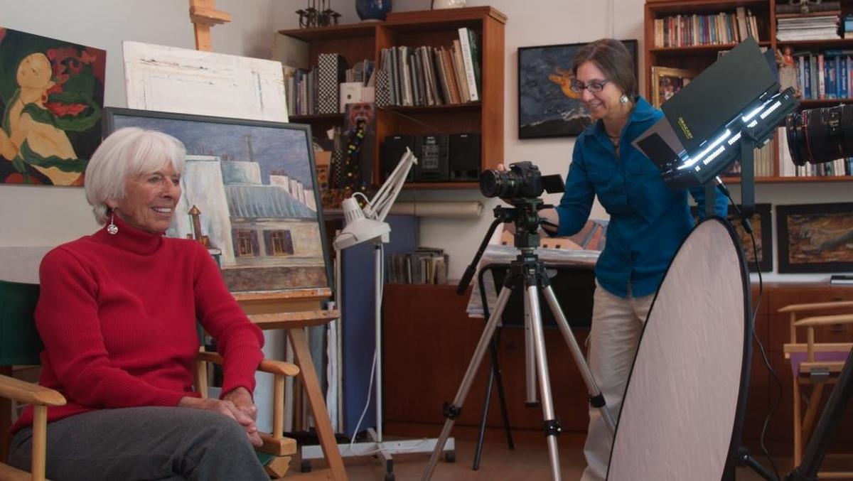 Filmmaker Sky Bergman interviews Evy Justesen for the documentary “Lives Well Lived: Celebrating the Secrets, Wit & Wisdom of Age.” The movie begins its theatrical run Friday at the Palm Theatre in San Luis Obispo.