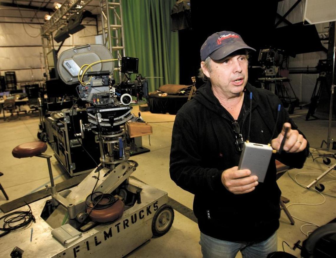 Todd Fisher stands in the 6,000-square-foot sound stage at Freedom Farms in Creston. The filmmaker is selling the 44-acre property.