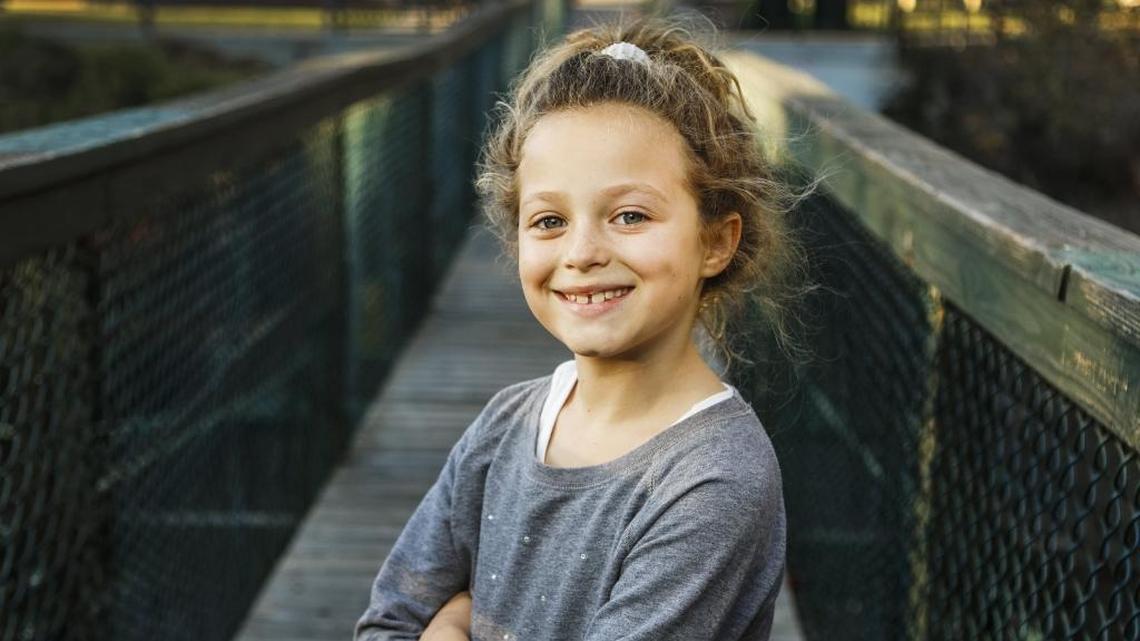 Sofia Rosinsky, pictured at age 9, co-stars in the Disney Channel show “Fast Layne.”