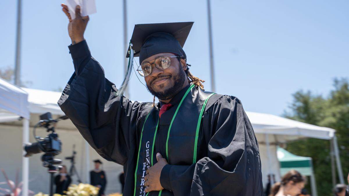 Cuesta College graduate James Taylor walks in the procession at the 61st Commencement Ceremony on Friday, May 22, 2026. More than 1,500 walked the stage on Friday.