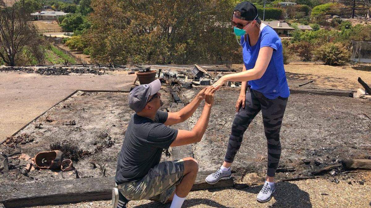 Ishu and Laura Rao's home was destroyed by the Holiday Fire in Goleta, California. They returned to search for Laura's engagement ring. When they found it, Ishu asked her to marry him again.