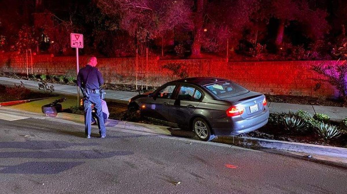 The San Luis Obispo Police Department arrested a driver on suspicion of DUI after the driver collided with a curb on Saturday night.