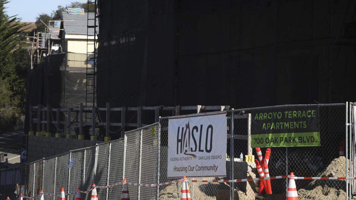 Arroyo Terrace is a complex of 62 affordable apartments at 700 Oak Park Blvd. next to Highway 101 in Arroyo Grande, now under construction March 4, 2026.