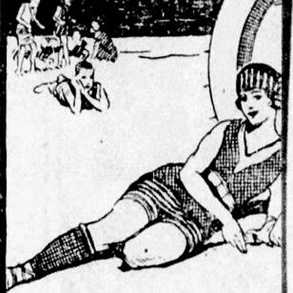 Illustration of beachgoers in 1920s swimsuits for an advertisement promoting July 4, 1924, celebration in Pismo Beach, the year the Pier opened.