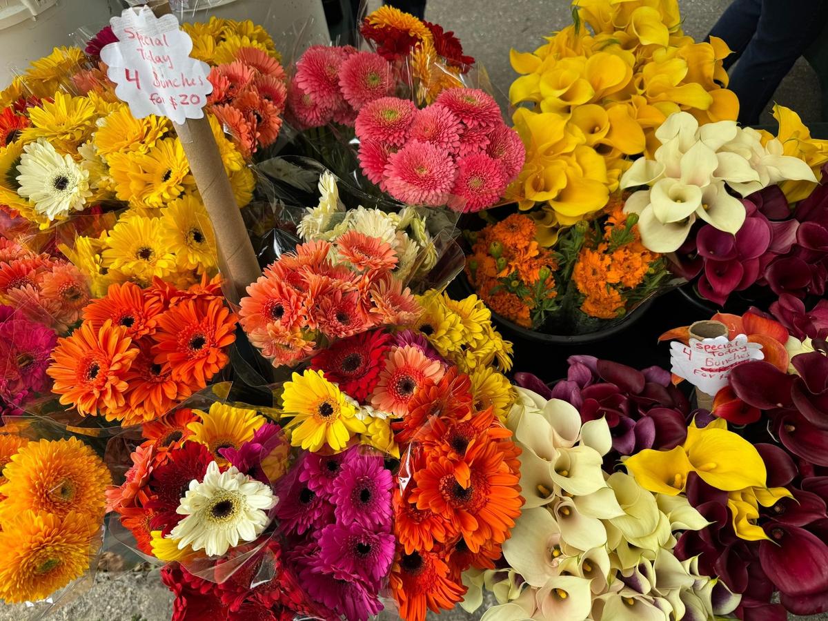 Flower arrangements for sale from Arroyo Grande-based Campesina Flower Inc. at the Templeton Farmers Market on May 17, 2025.