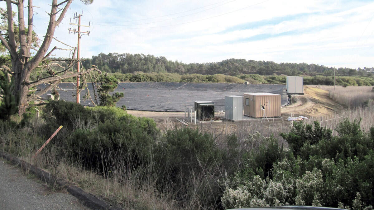 A 2014 photo shows the 3-acre evaporation pond where brine will be discharged as part of the Cambria Community Services District’s water-reclamation plant near San Simeon Creek.