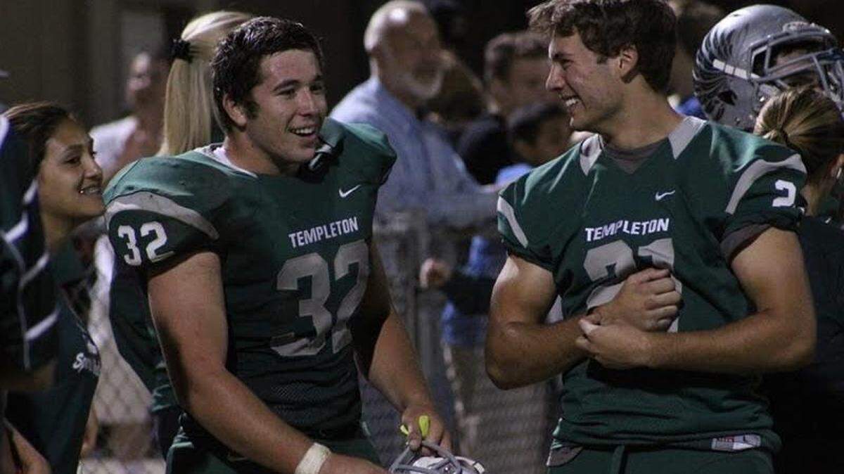 Templeton High School football player Isaac Lindsey (left) with friend Nate Avery.