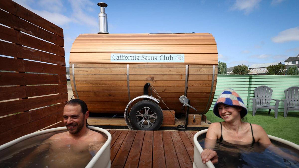 California Sauna Club offers the sauna experience. In the cold plunge are Darren and Ari Leva April 23, 2025.