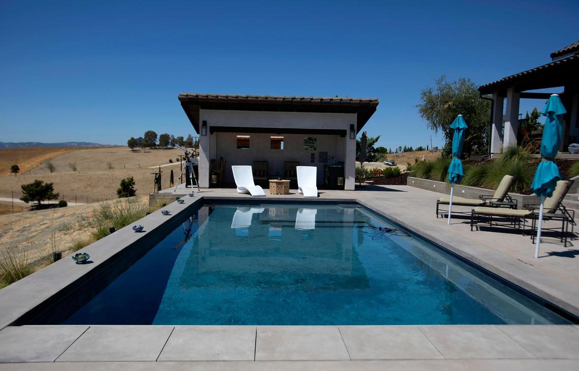 Blue Heron Pools of Paso Robles designed and installed this swimming pool at the rear of the San Miguel home of Charles Miller and Tina Gulotta-Miller.