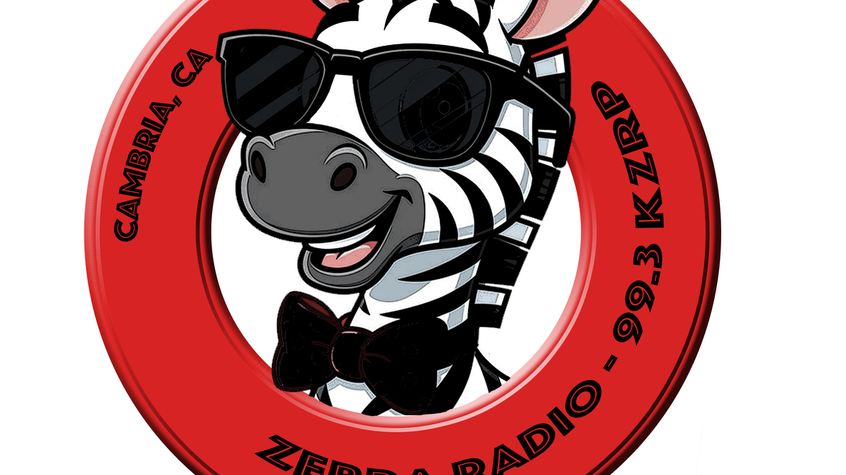 The logo for the new nonprofit radio station KZRP 99.3 FM highlights some neighbors of the 100-watt station, which is based in the San Simeon home of owner Daniel Brown: the zebra herd on Hearst Ranch.