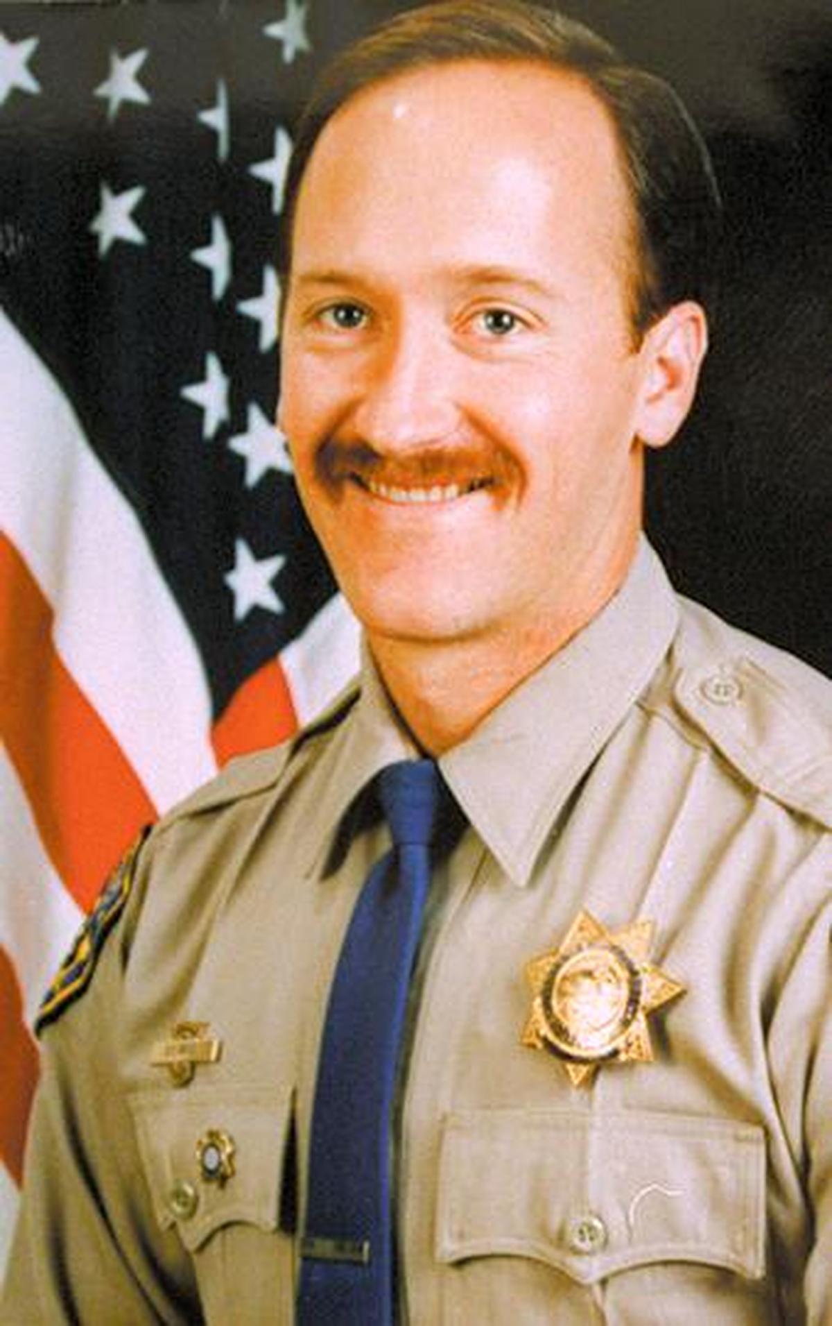 Britt Irvine was responding to a late night call of a truck accident on Highway 166 with his partner. The flood swollen Cuyama River had washed out the roadway leading to the death of both officers Feb. 24, 1998.