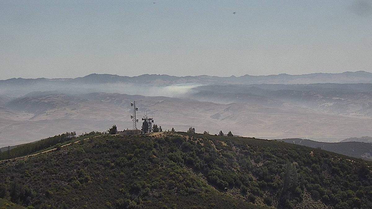 A view of the Sargents Fire morning from a PG&E camera in the Williams Hill Recreation Area in southern Monterey County.