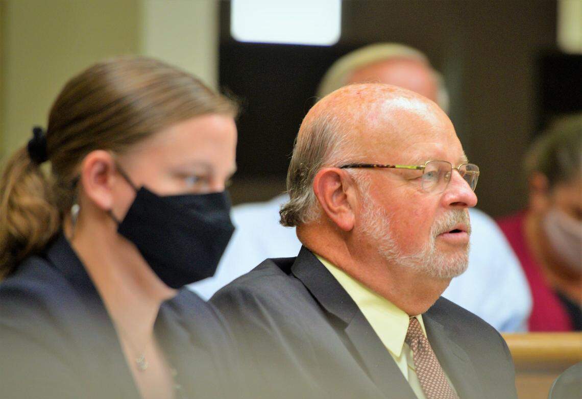 Sarah and Robert Sanger, attorneys for Paul Flores, question a witness in San Luis Obispo Superior Court on Sept. 8, 2021.
