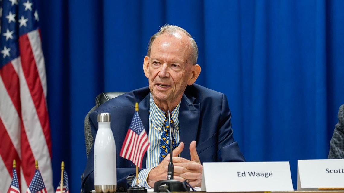 Pismo Beach Mayor Ed Waage participates in a League of Women Voters candidate forum Thursday, Oct. 10, 2024. 