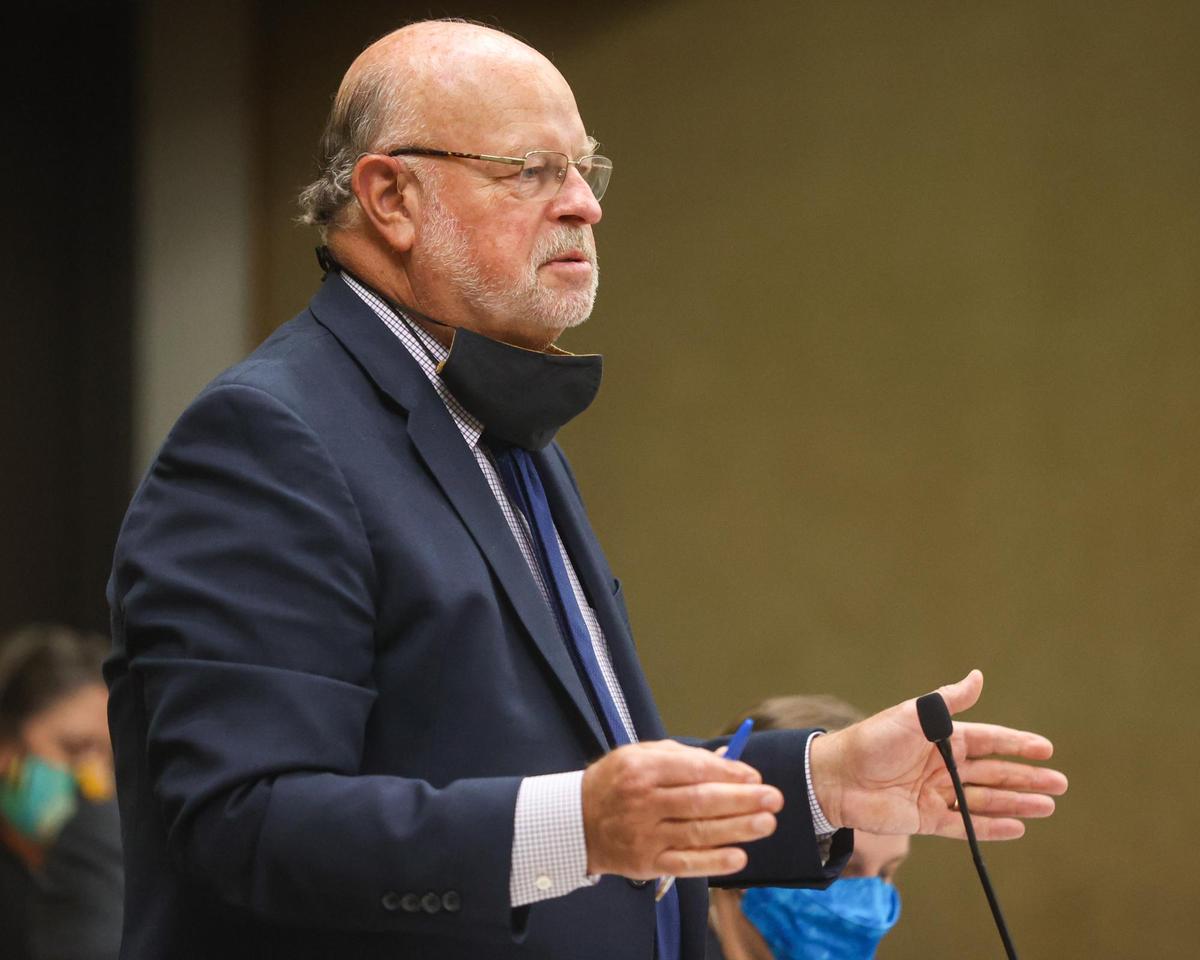 Robert Sanger appears in San Luis Obispo Superior Court on Tuesday, Aug. 3, 2021. The defense attorney is representing Paul Flores, who is accused of murdering missing Cal Poly student Kristin Smart.